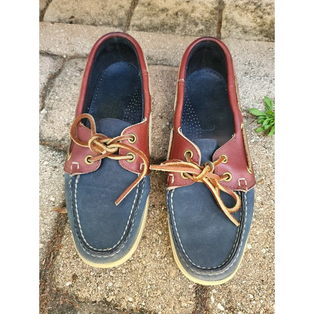Sebago Docksides Woman's Brick/Blue/Green Nubuck Sz 10.5